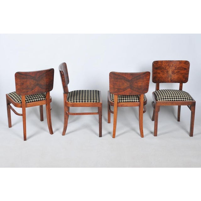 Art Deco Chairs in Beech, Spruce and Walnut Veneer, Czech, 1920s, Set of 4 For Sale - Image 17 of 18