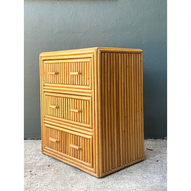 Mid-Century Modern Vintage Stacked Rattan Chest of Drawers For Sale - Image 3 of 12