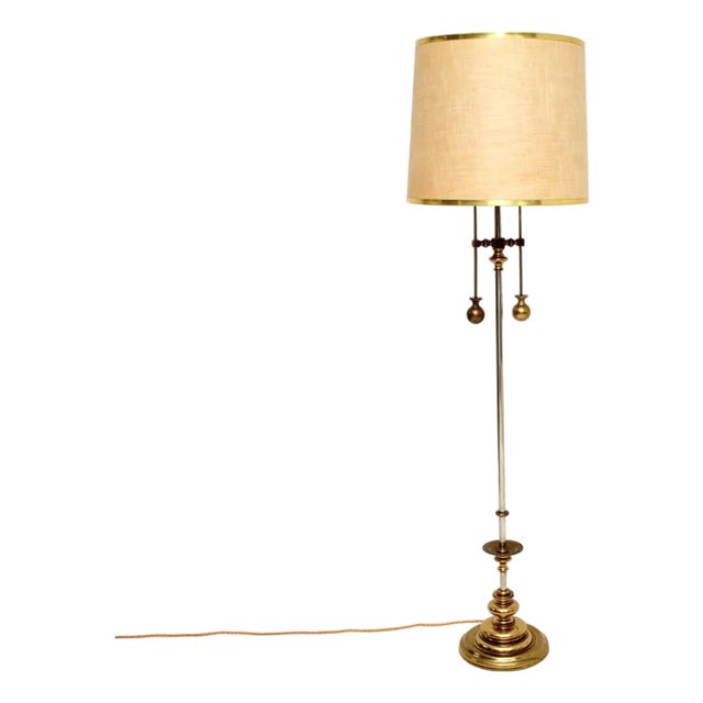 Vintage Italian Brass and Steel Floor Lamp, 1970 For Sale