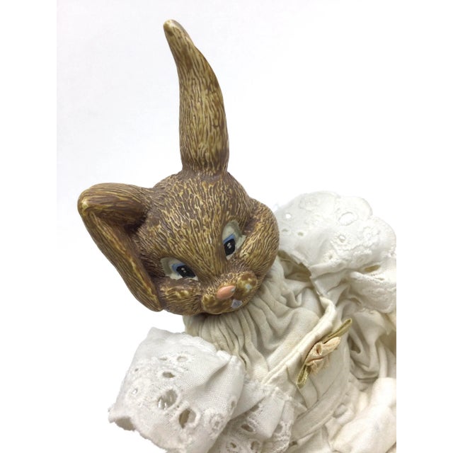 1920’s Porcelain Bunny With Hand Crochet Dress For Sale - Image 9 of 9