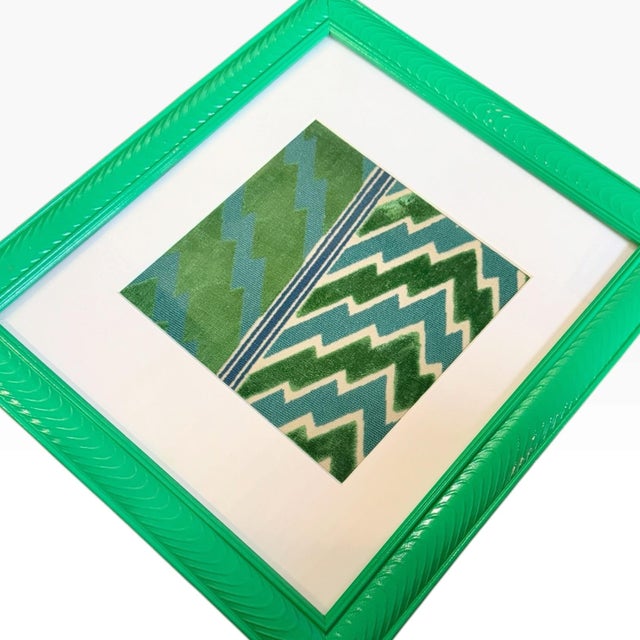2020s Abstract Statement Framed Schumacher Florentine Velvet Textile Wall Art For Sale - Image 5 of 6