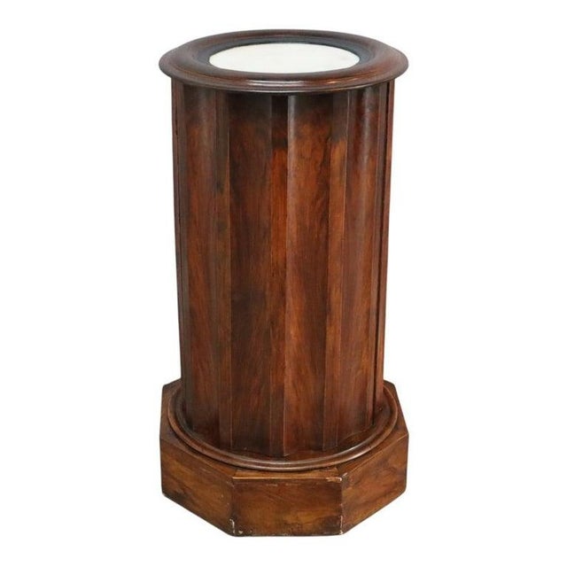 Classical Roman Antique Classical Carved Rosewood 1-Door Marble Top Mint Julep Drink Stand C1840 For Sale - Image 3 of 7