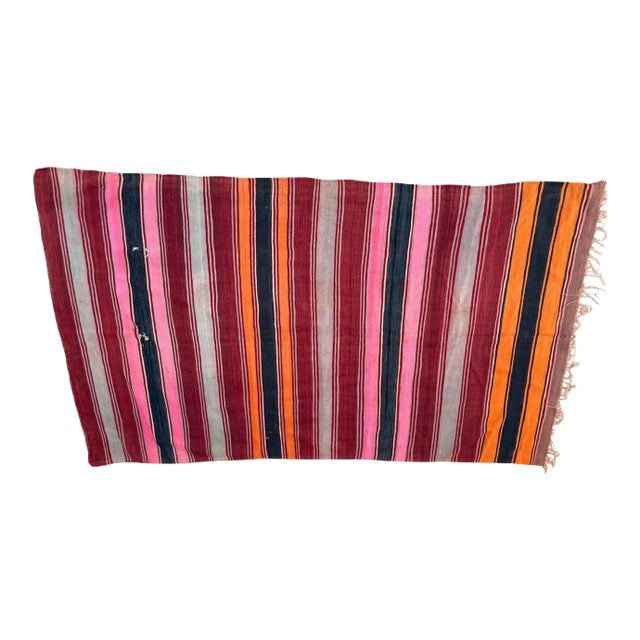 Moroccan Vintage Flat-Weave Stripe Kilim Rug For Sale