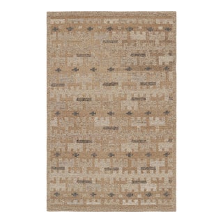 Rug & Kilim’s Scandinavian Style Rug in Beige-Brown Geometric Patterns - 5x8 For Sale