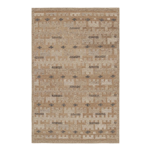 Rug & Kilim’s Scandinavian Style Rug in Beige-Brown Geometric Patterns - 5x8 For Sale