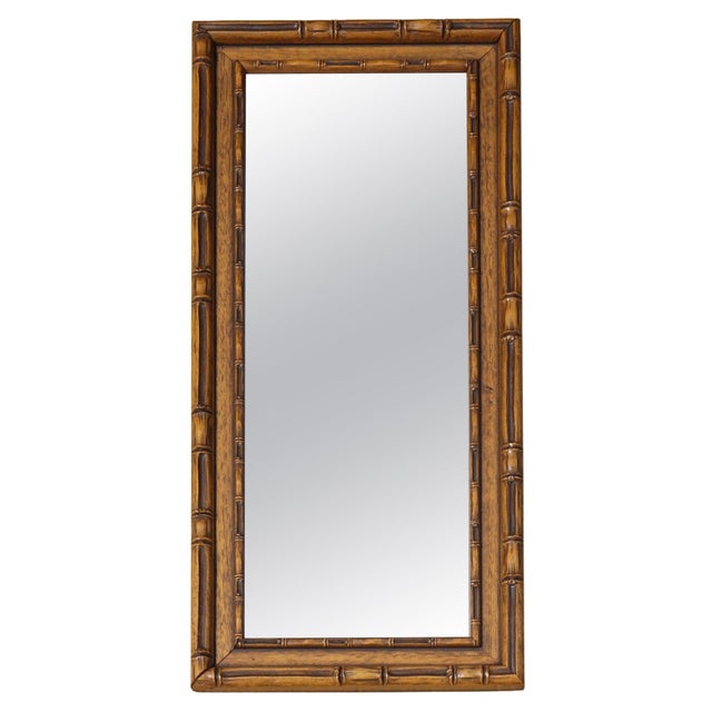 Vintage Rectangular Faux Bamboo Wall Hanging Mirror For Sale - Image 9 of 9