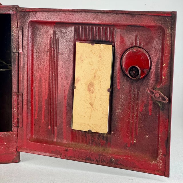 Rare Late 19th Century Red Metal Pie/Bread Safe Box With Decoupage Victorian Finish For Sale - Image 12 of 12