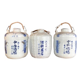 1950s Set of Three Ceramic Sake Barrels For Sale