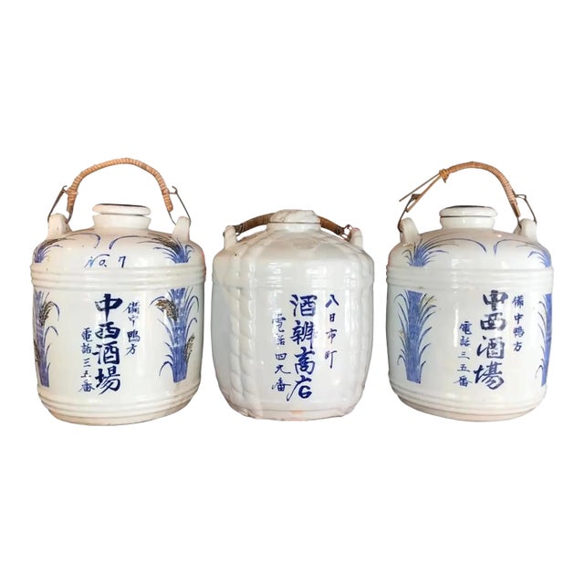 1950s Set of Three Ceramic Sake Barrels For Sale