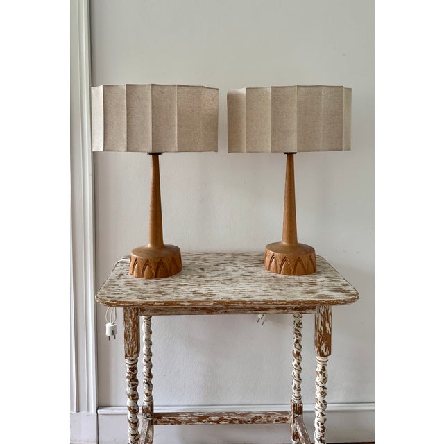Wood Oak Table Lamps by Ab Stilarmatur Tranås, Sweden, 1960s, Set of 2 For Sale - Image 7 of 12