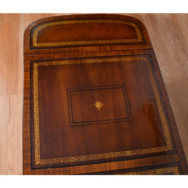 Heritage-Henredon 1930 Heritage Henredon English Regency Mahogany & Leather Top Coffee Table For Sale - Image 4 of 17