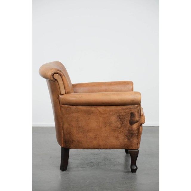 Vintage Sheepskin Leather Chair For Sale - Image 3 of 16