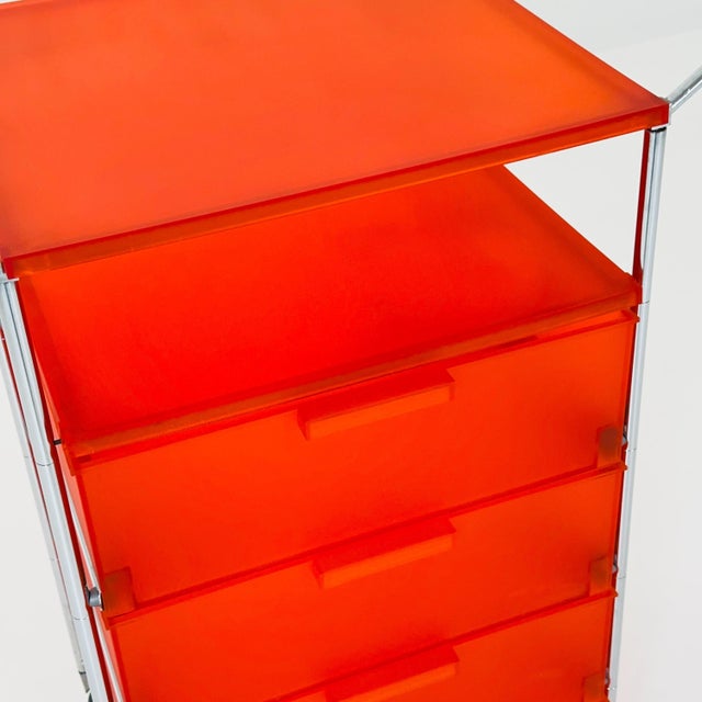 Mobil Storage Unit in Orange PMMA and Chrome by Antonio Citterio for Kartell, Italy, 1990s For Sale - Image 5 of 17