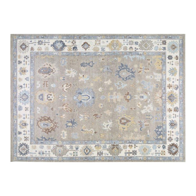 Transitional Oushak Hand Knotted Fine Wool Rug,10'3"X14' For Sale