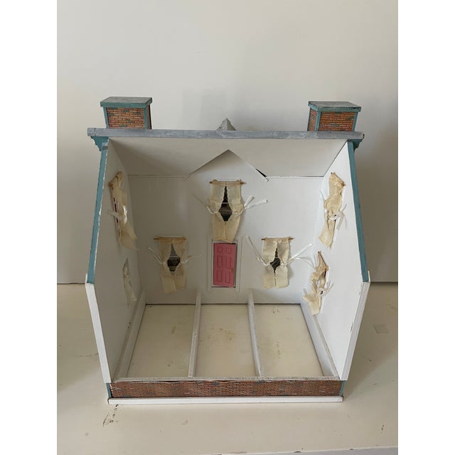 1960 Vintage Dollhouse Blue Cottage Handmade Furnished For Sale - Image 11 of 17