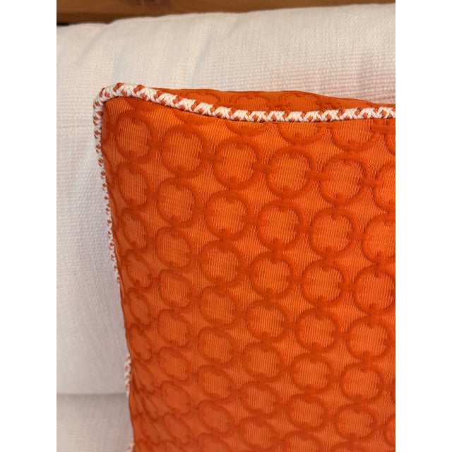 Orange Bernhardt Patterned Feather Down Throw Pillows, Pair For Sale - Image 8 of 12