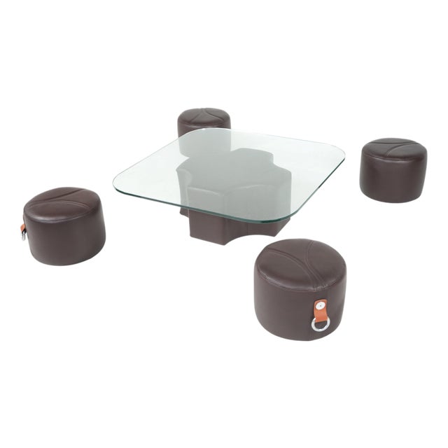 Coffee Table and Stools from Guido Faleschini, 1970s, Set of 5 For Sale