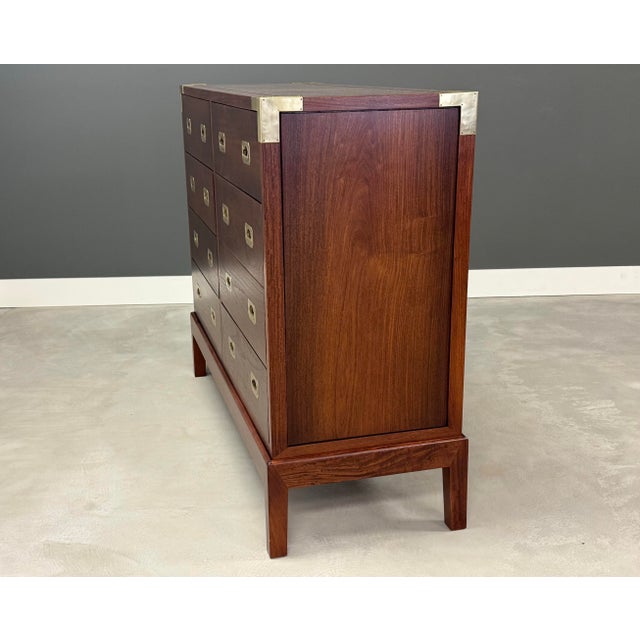 Campaign 1960s Refinished Solid Teak and Brass Campaign Dresser For Sale - Image 3 of 10
