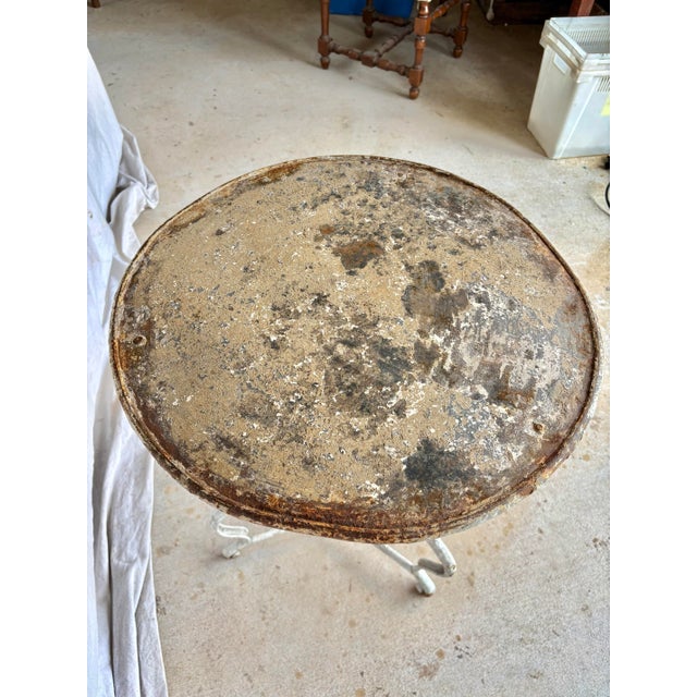 White 19th Century French Arras Iron Garden Bistro Table For Sale - Image 8 of 12