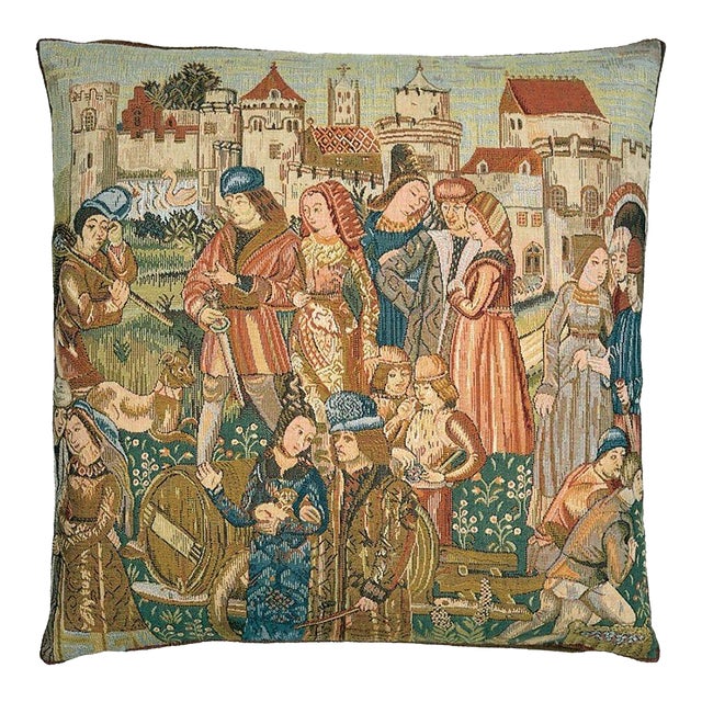 Winemarket Tapestry Cushion With Feather Filler - 46x46cm (18"x18") For Sale
