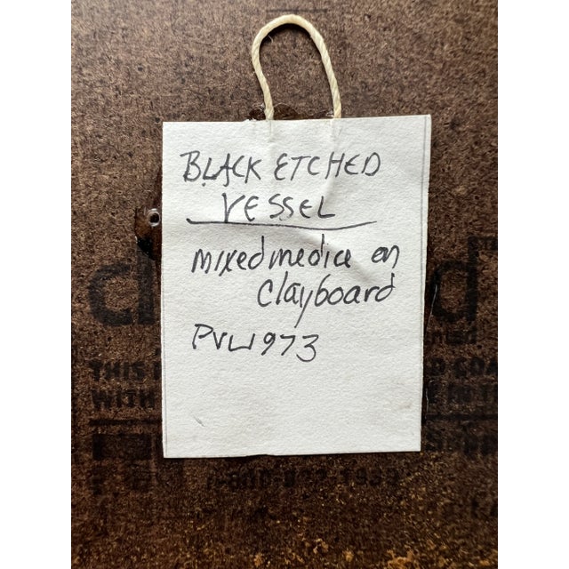 Red Still Life Contemporary Mixed-Media Painting "Black Etched Vessel" For Sale - Image 8 of 9