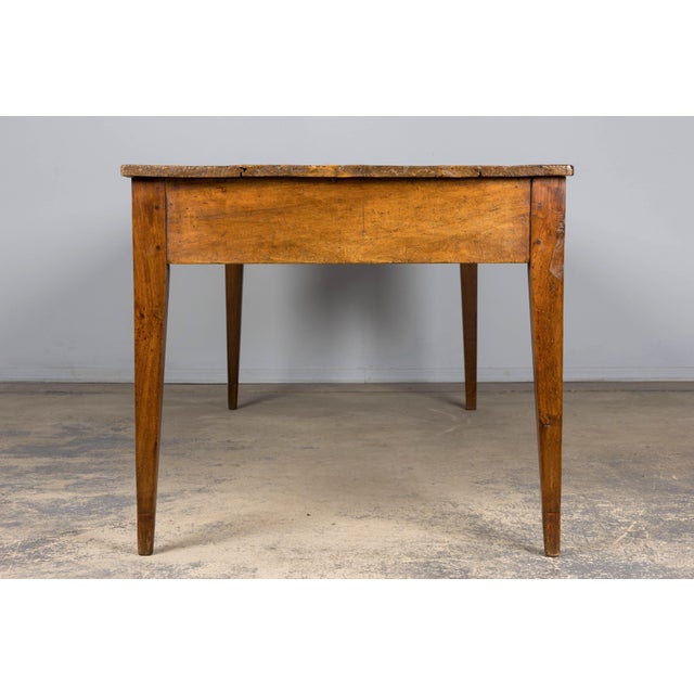Early 19th Century French Provincial Fruitwood Farmhouse Table With Two Drawers For Sale - Image 13 of 18