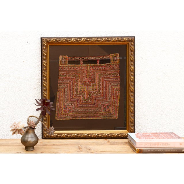 Asian Antique Hmong Baby Carrier Framed Textile For Sale - Image 3 of 10