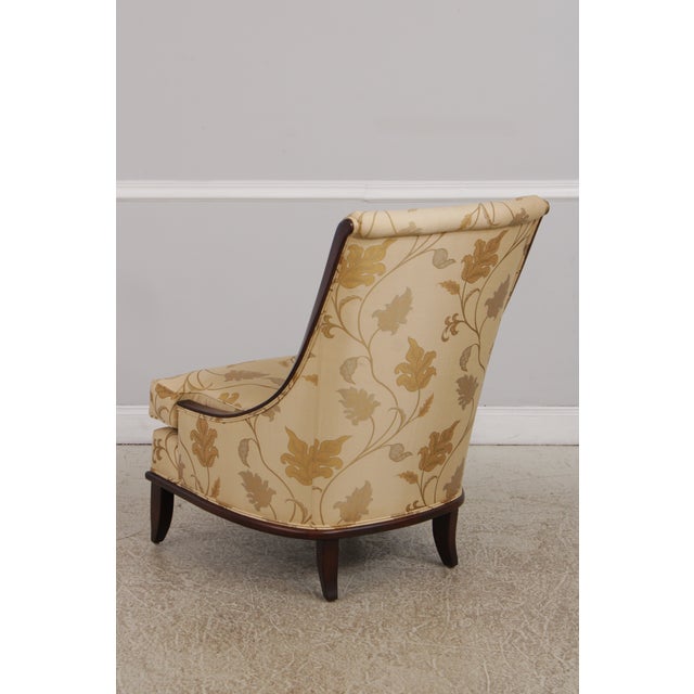 Wood Pair of Drexel Heritage Upholstered Mahogany Slipper Chairs For Sale - Image 7 of 18