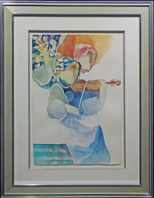 Sunol Alvar "Untitled" Original Artwork Watercolor Custom Framed Hand Signed