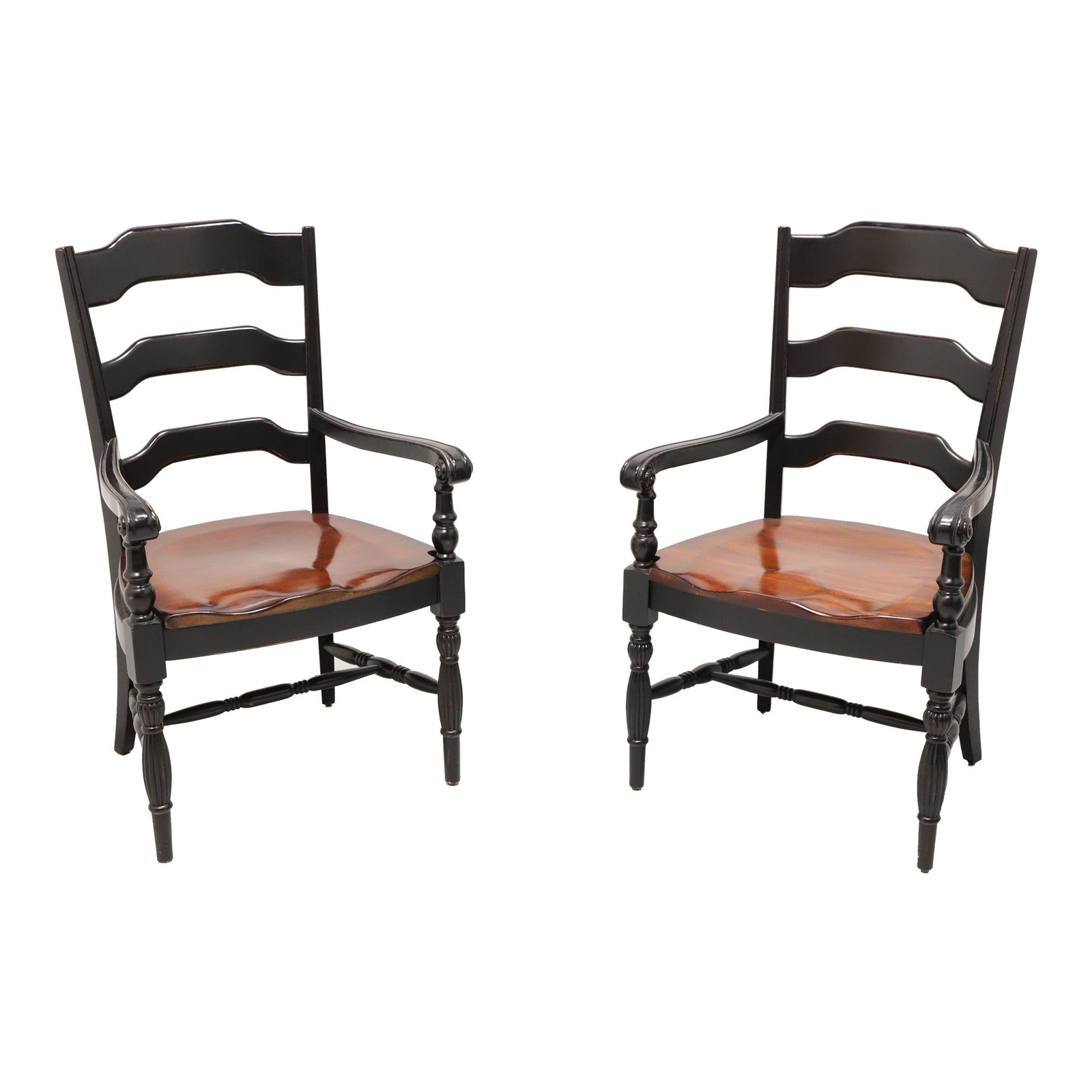 Late 20th Century Cottage Farmhouse Dining Armchairs Pair Chairish