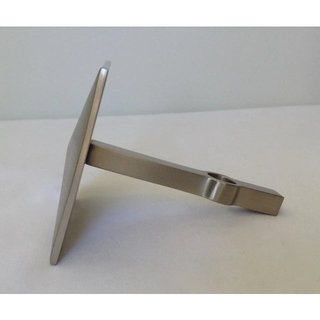 1990s Vintage C.1990's German Blome' (Mfr) "To the Trade," Industry Industrial Brushed Nickel Diamond Point Front Tieback For Sale - Image 5 of 11