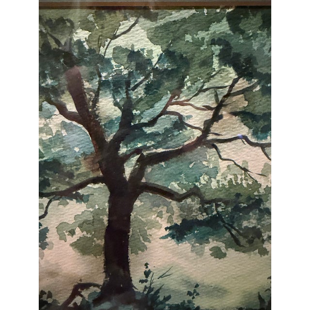 Vintage 1975 Signed Original Watercolor Landscape on Paper, Framed For Sale - Image 4 of 9