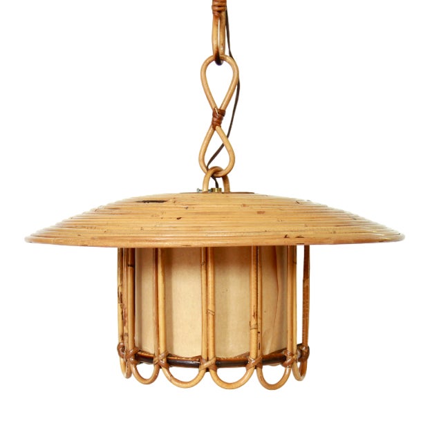 Mid-Century Reed Ceiling Lamp, Italy, 1970s For Sale