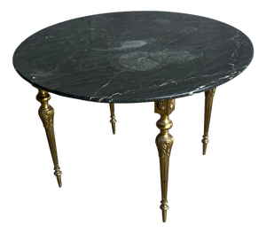 Vintage Black Marble and Brass Coffee Table