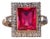 The Bulluno: Retro Era Lab Grown Ruby and Natural Diamond Ring in Yellow Gold For Sale