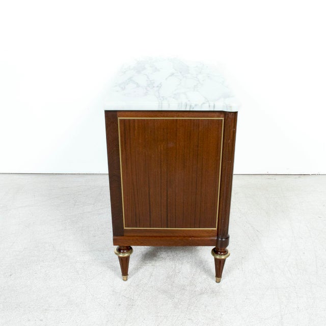 20th Century French Louis XVI Style Maison Jansen Three-Drawer Mahogany Commode With Cararra Marble Top For Sale - Image 16 of 18