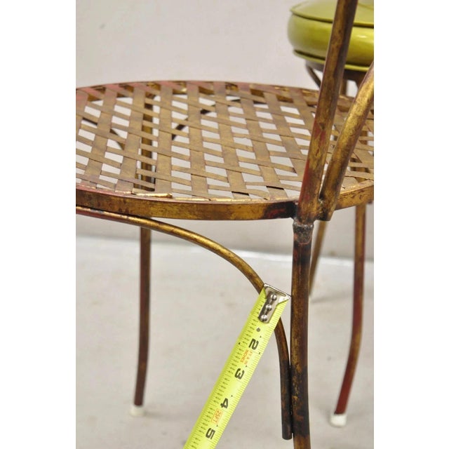 Gold Vintage Italian Hollywood Regency Iron Gold Gilt Lattice Dining Set - 7 Pc Set For Sale - Image 8 of 14