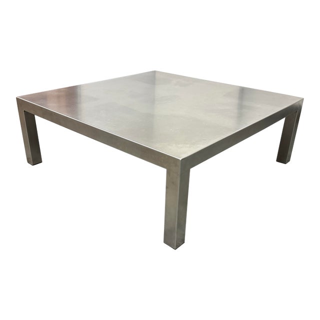 Maria Pergay Style French Stainless Steel Coffee Table For Sale
