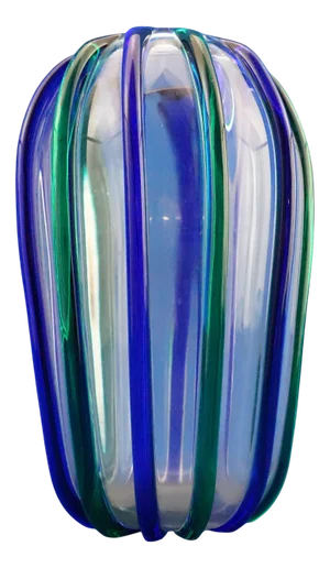 20th Century Murano Blown Glass Vase with Ribs attributed to Archimede Seguso, Italy, 1890s