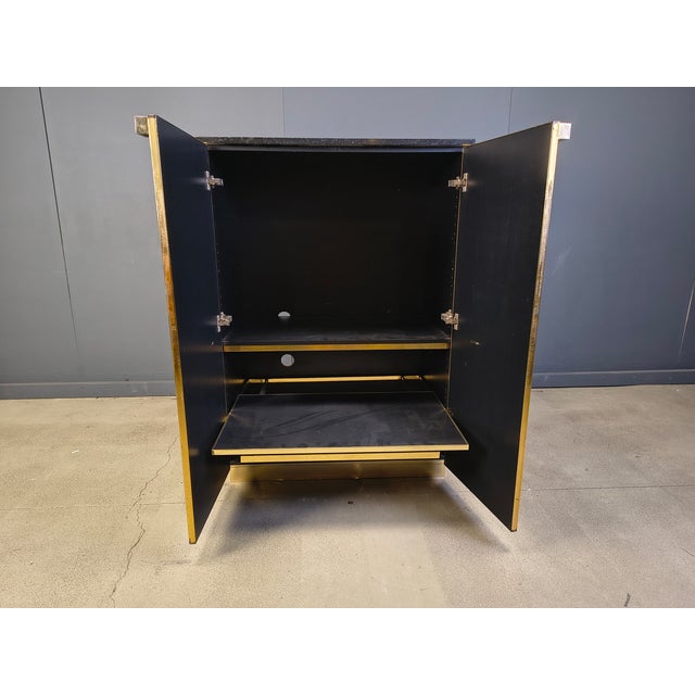 1970s Black Lacquer and Marble Bar in the style of Maison Jansen, 1970s For Sale - Image 5 of 11