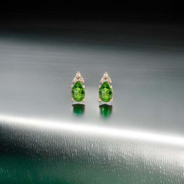 Green Natural Tourmaline Diamond Earrings 14k Gold 1.87 TCW Certified For Sale - Image 8 of 11