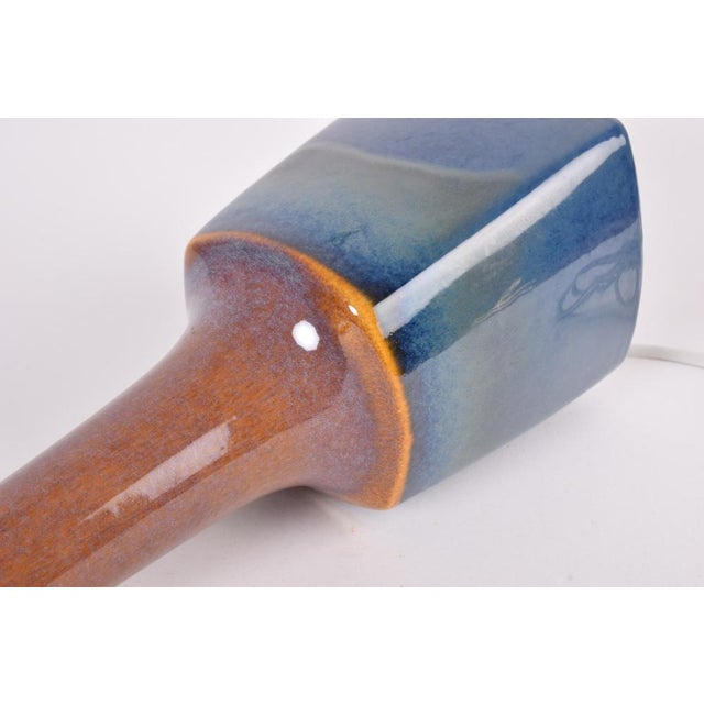 Modern Danish Table Lamp with Blue Brown Glaze from Søholm Stentøj, 1960s For Sale - Image 9 of 12