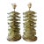 Murano Style Ruffle Glass Lamps in Olive Green - a Pair For Sale