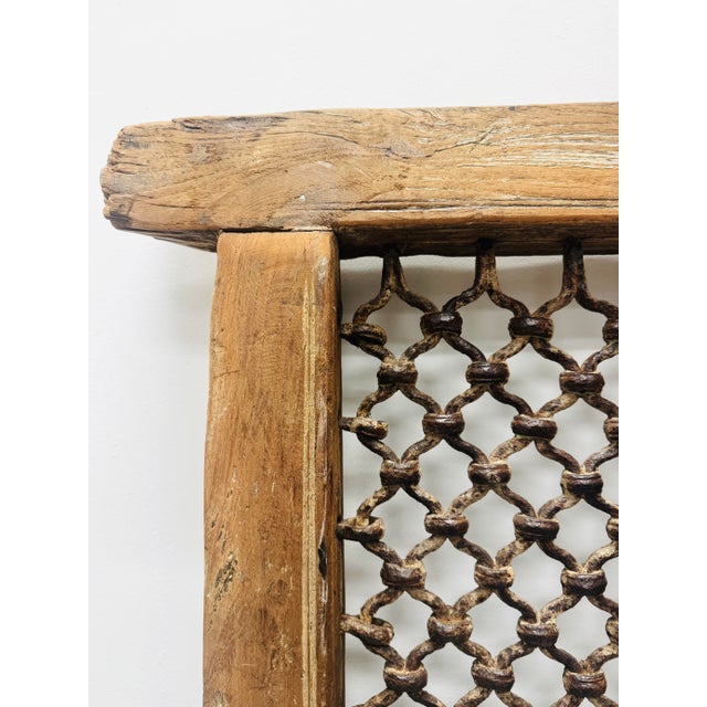 Vintage Wood and Metal Indian Jali Window For Sale - Image 4 of 7