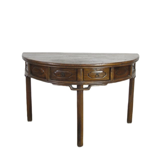Half Moon Antique Chinese Hallway Console Table For Sale - Image 10 of 10