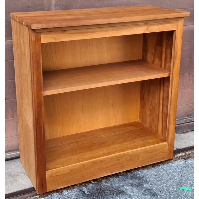 Wood Late 20th Century Contemporary Fruitwood Low Adjustable Shelf Bookcase For Sale - Image 7 of 11