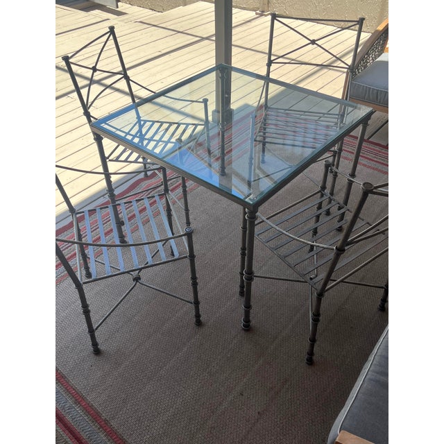 1980s Diego Giacometti Inspired Iron Table & 4 Chairs Dining Set For Sale - Image 15 of 18
