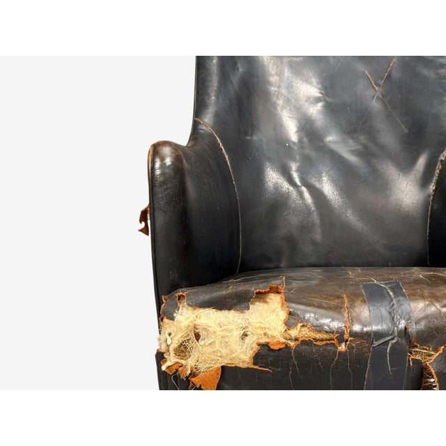 Black Svend Åge Madsen, Highback Chair, Leather, Nut Wood, Denmark, 1947 For Sale - Image 8 of 12