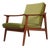Vintage Teak and Green Velvet Fabric Armchair, 1960s For Sale
