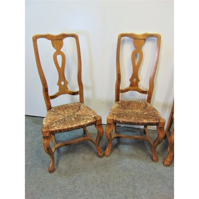 Early 20th Century Italian Maple Rush Seat Dining Chairs - Set of 4 For Sale - Image 5 of 9
